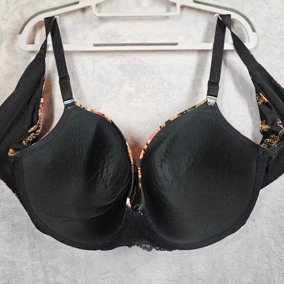 Torrid Curve Floral & Leopard Print Padded Underwire Bra 42DDD Black - Picture 10 of 13